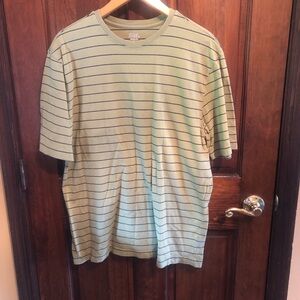 Falls Creek Men’s L Dress Short Sleeve T-shirt Green with Blue Stripes